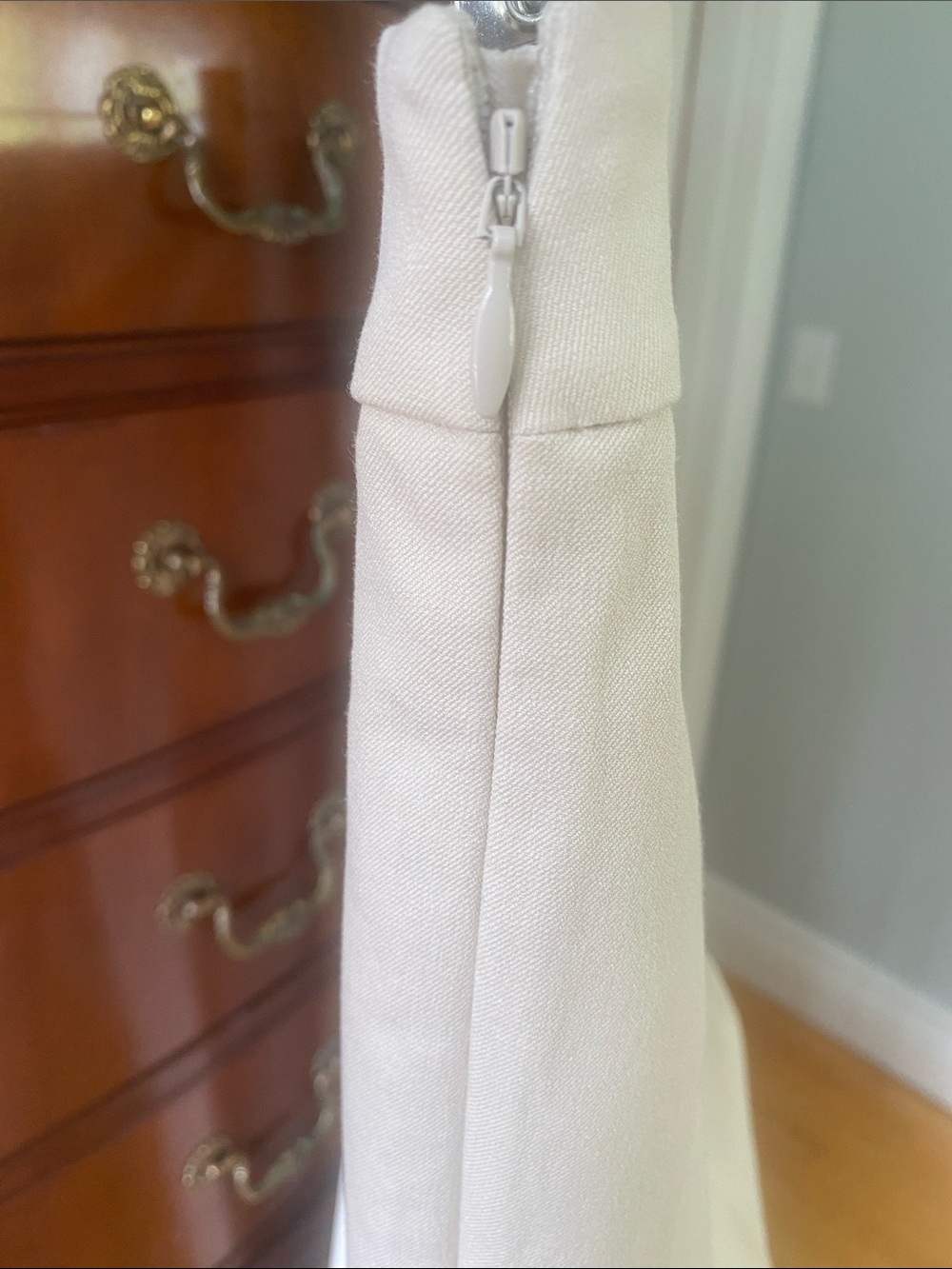 Talbots Cream Skinny Chatham pant, cotton stretch with side zip Dress Pants - Picture 4 of 8